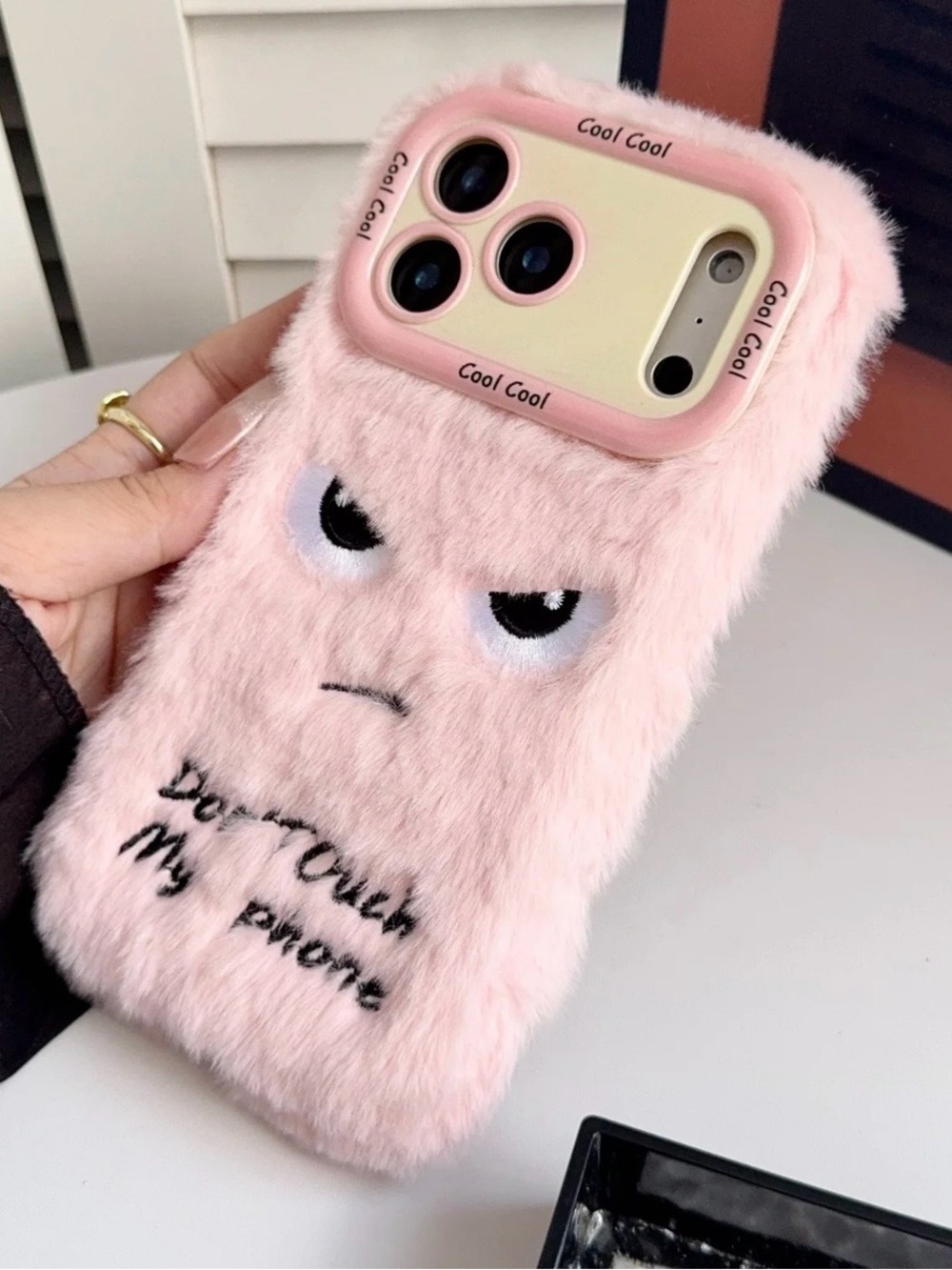 Pink Fuzzy iPhone 17 Pro Max Case | Cute Plush Girly Kawaii Case